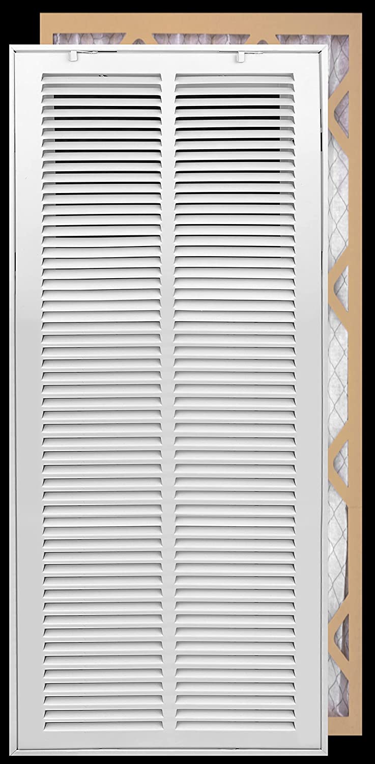 airgrilles 14" x 30" duct opening  -  filter included hd steel return air filter grille for sidewall and ceiling fil-7rafg1-wh-14x30 756014653076 - 1