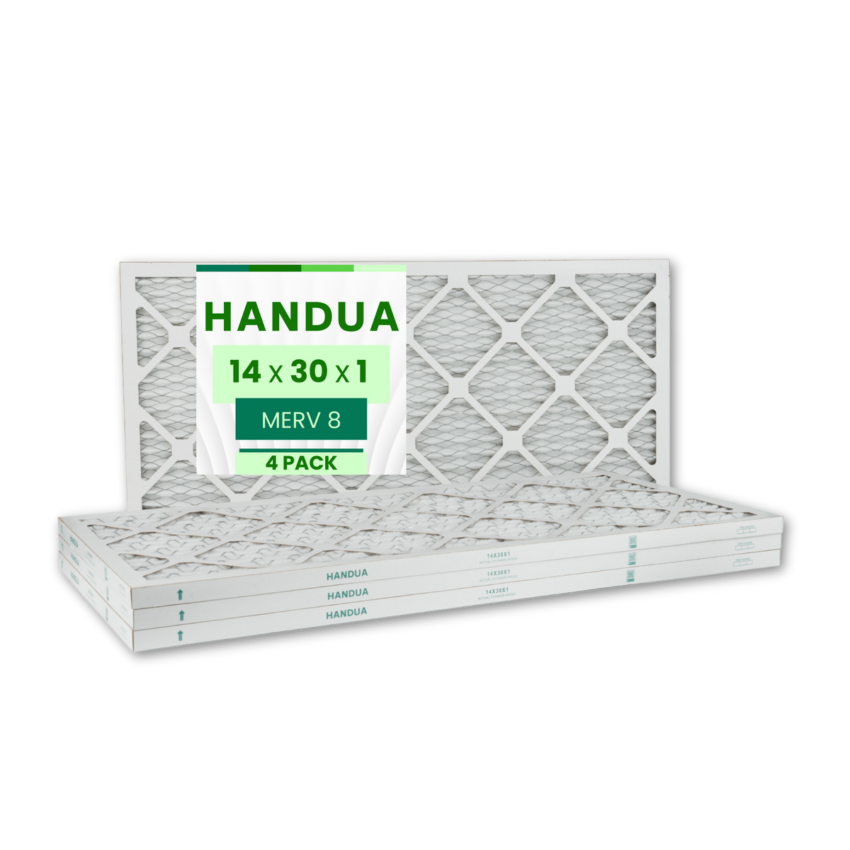 Handua 14x30x1 Air Filter MERV 8 Dust Control, Plated Furnace AC Air Replacement Filter, 4 Pack (Actual Size: 13.75" x 29.75" x 0.75")