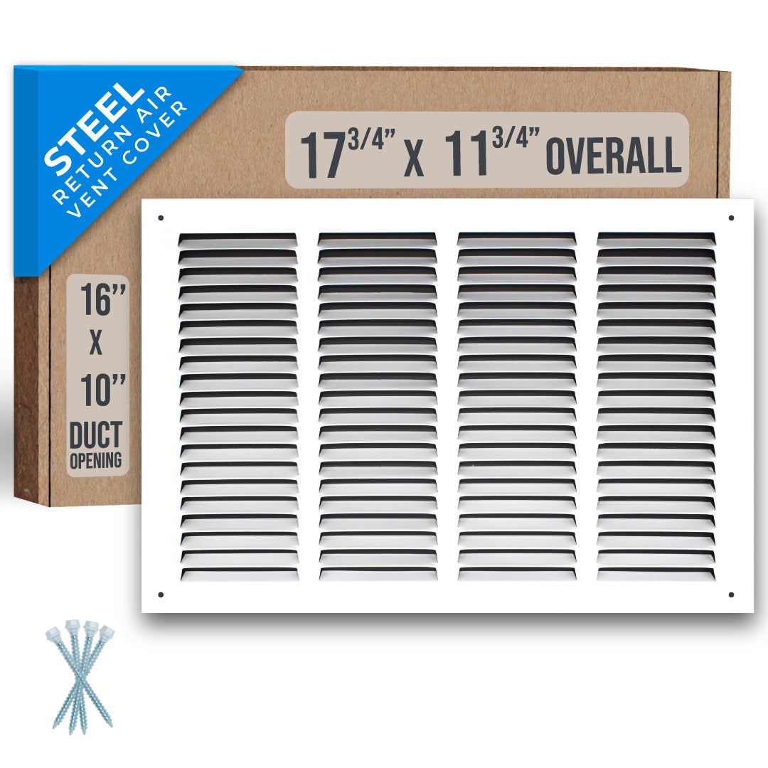 airgrilles 16" x 10" duct opening  -  steel return air grille for sidewall and ceiling hnd-flt-1rag-wh-16x10 752505984056 - 1