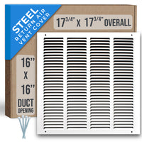 airgrilles 16" x 16" duct opening   steel return air grille for sidewall and ceiling hnd-flt-1rag-wh-16x16 752505984209 - 1