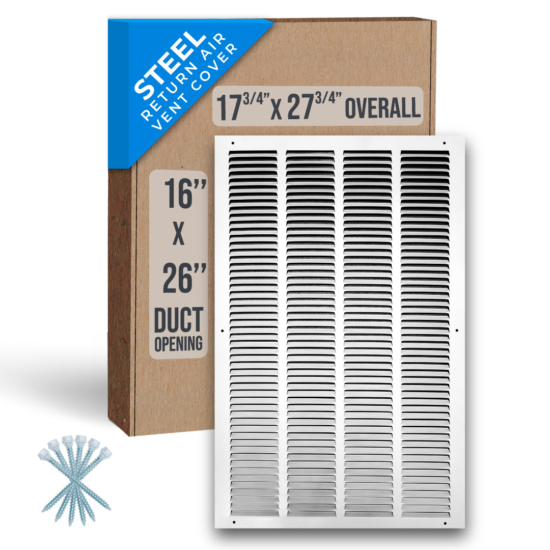 airgrilles 16" x 26" duct opening   steel return air grille for sidewall and ceiling hnd-flt-1rag-wh-16x26 038775628396 - 1