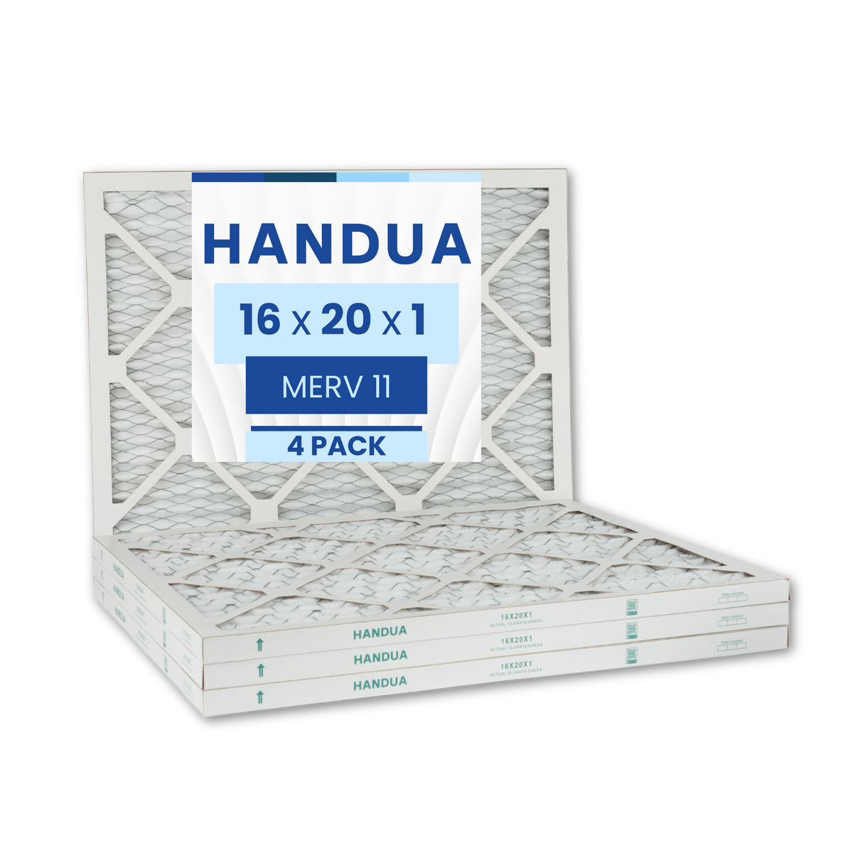 Handua 16x20x1 Air Filter MERV 11 Allergen Control, Plated Furnace AC Air Replacement Filter, 4 Pack (Actual Size: 15.75" x 19.75" x 0.75")