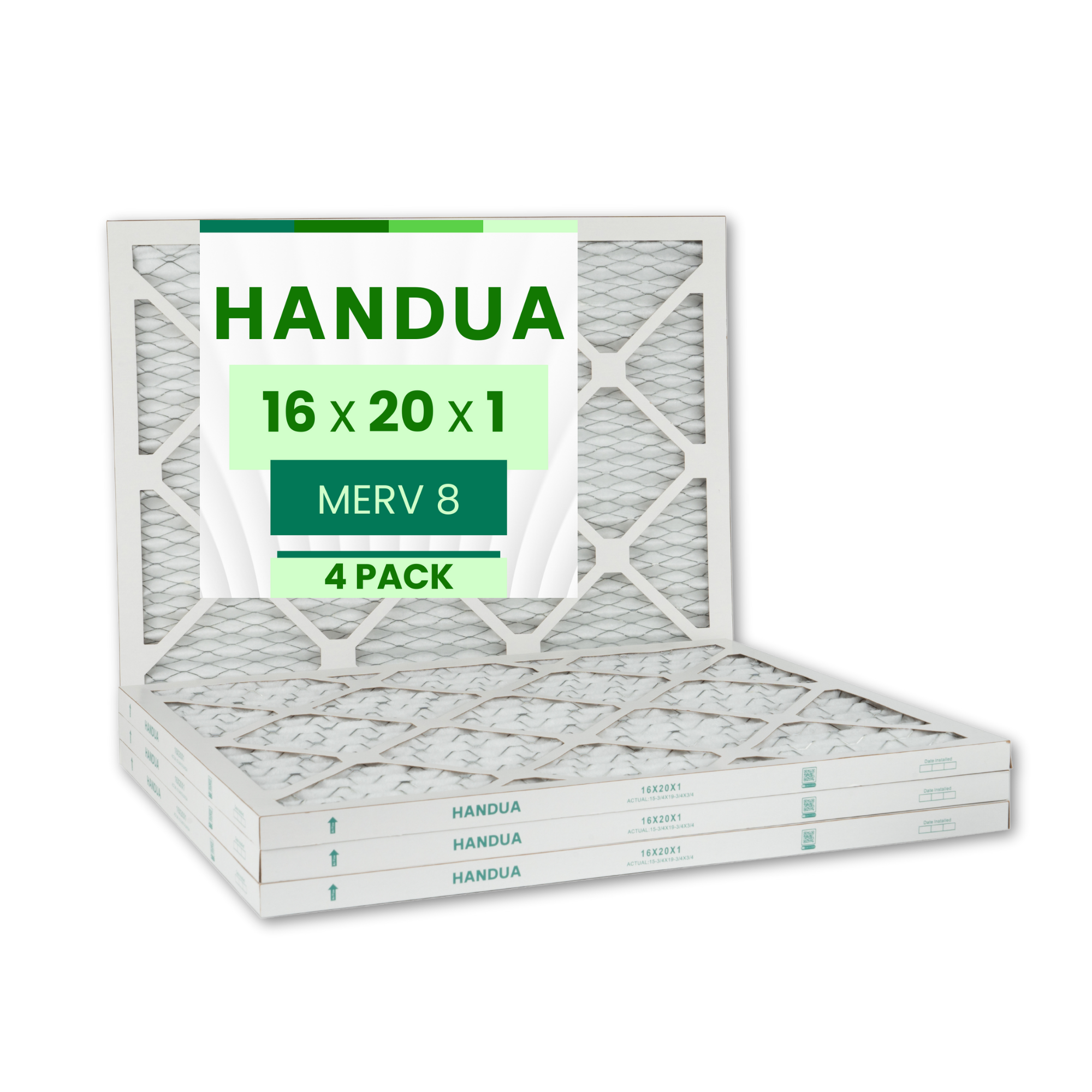 Handua 16x20x1 Air Filter MERV 8 Dust Control, Plated Furnace AC Air Replacement Filter, 4 Pack (Actual Size: 15.75" x 19.75" x 0.75")