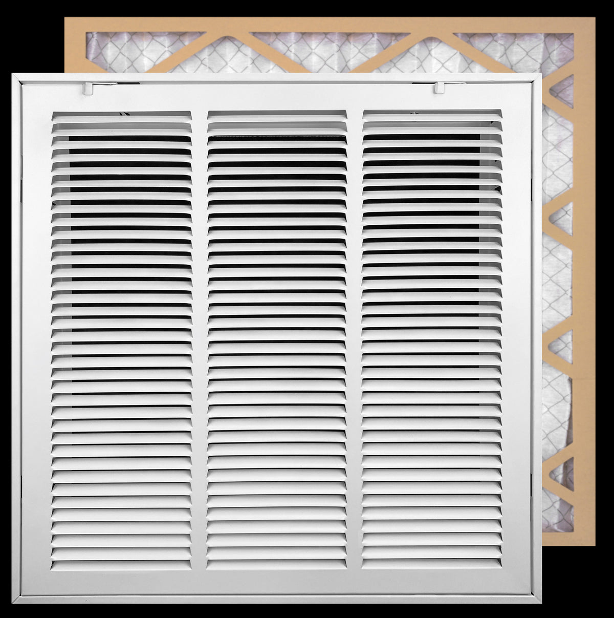 airgrilles 18" x 18" duct opening   filter included hd steel return air filter grille for sidewall and ceiling fil-7rafg1-wh-18x18 038775643894 - 1