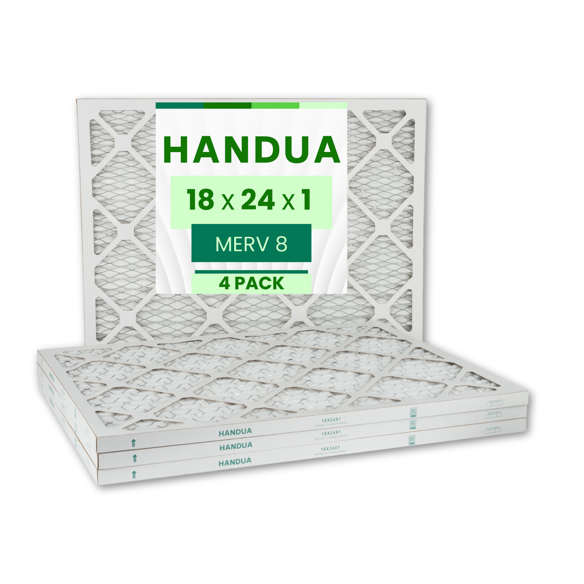 Handua 18x24x1 Air Filter MERV 8 Dust Control, Plated Furnace AC Air Replacement Filter, 4 Pack (Actual Size: 17.75" x 23.75" x 0.75")