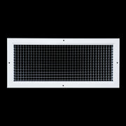 20 x 8-inch White Aluminum eggcrate return grille, front view