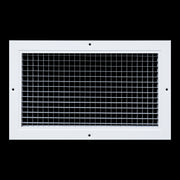 14 x 8-inch White Aluminum eggcrate return grille, front view