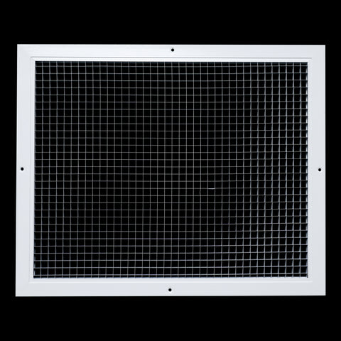 20" x 16" [Duct Opening] Aluminum Return Air Grille | Rust Proof Eggcrate Vent Cover Grill for Sidewall and Ceiling, White | Outer Dimensions: 21.75" X 17.75"