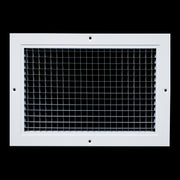 12 x 8-inch White Aluminum eggcrate return grille, front view