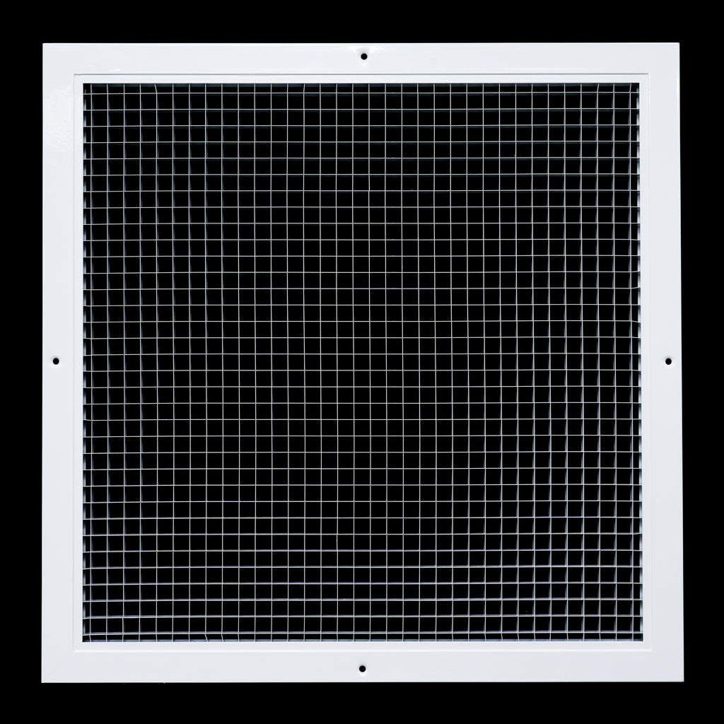 18" x 18" [Duct Opening] Aluminum Return Air Grille | Rust Proof Eggcrate Vent Cover Grill for Sidewall and Ceiling, White | Outer Dimensions: 19.75" X 19.75"