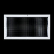 20 x 10-inch White Aluminum eggcrate return grille, front view