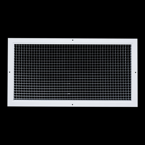 24" x 12" [Duct Opening] Aluminum Return Air Grille | Rust Proof Eggcrate Vent Cover Grill for Sidewall and Ceiling, White | Outer Dimensions: 25.75" X 13.75"