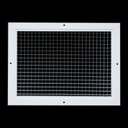 14 x 10-inch White Aluminum eggcrate return grille, front view