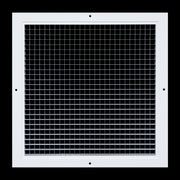 14 x 14-inch White Aluminum eggcrate return grille, front view