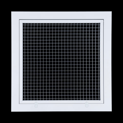 14" x 14" [Duct Opening] Aluminum Return Air Filter Grille | Rust Proof Eggcrate Vent Cover Grill for Sidewall and Ceiling, White | Outer Dimensions: 16.5" X 16.5"