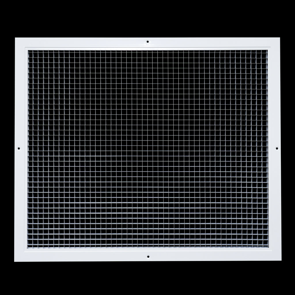 24" x 20" [Duct Opening] Aluminum Return Air Grille | Rust Proof Eggcrate Vent Cover Grill for Sidewall and Ceiling, White | Outer Dimensions: 25.75" X 21.75"
