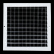 16 x 16-inch White Aluminum eggcrate return grille, front view