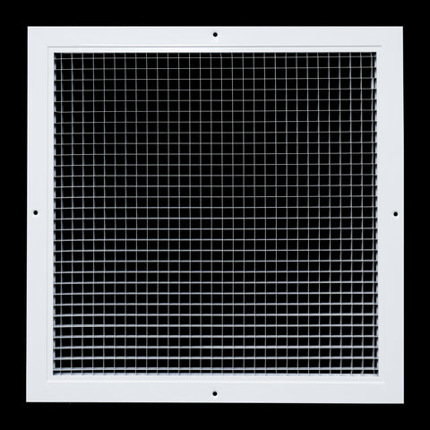 16" x 16" [Duct Opening] Aluminum Return Air Grille | Rust Proof Eggcrate Vent Cover Grill for Sidewall and Ceiling, White | Outer Dimensions: 17.75" X 17.75"
