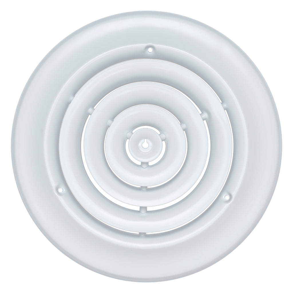 8" [Neck Size] Steel Round Air Supply Diffuser for Ceiling - White - Outer Dimension: 11-15/16"