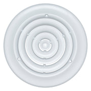 8" Neck White Steel round diffuser, front view