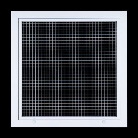 18" x 18" [Duct Opening] Aluminum Return Air Filter Grille | Rust Proof Eggcrate Vent Cover Grill for Sidewall and Ceiling, White | Outer Dimensions: 20.5" X 20.5"