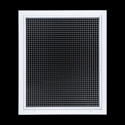 20" x 24" [Duct Opening] Aluminum Return Air Filter Grille | Rust Proof Eggcrate Vent Cover Grill for Sidewall and Ceiling, White | Outer Dimensions: 22.5" X 26.5"