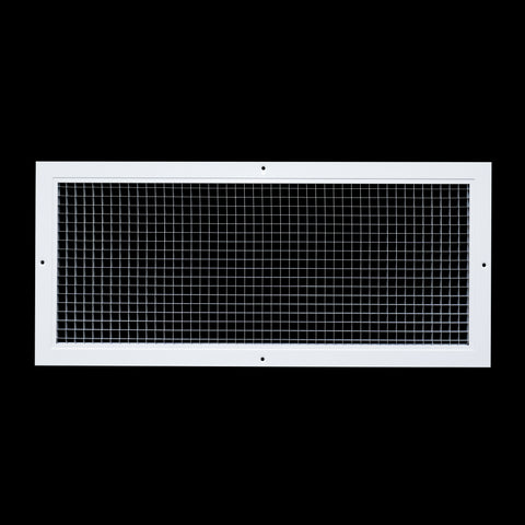 24" x 10" [Duct Opening] Aluminum Return Air Grille | Rust Proof Eggcrate Vent Cover Grill for Sidewall and Ceiling, White | Outer Dimensions: 25.75" X 11.75"
