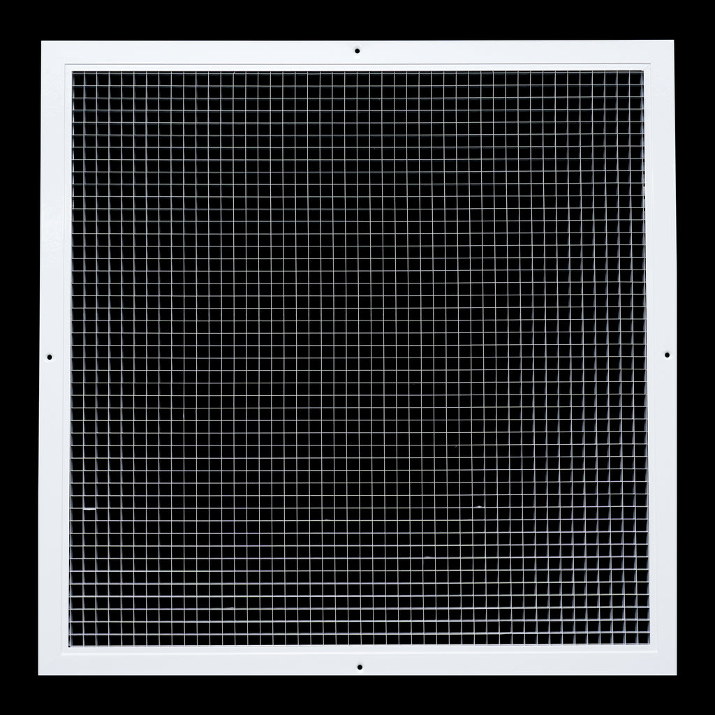 24" x 24" [Duct Opening] Aluminum Return Air Grille | Rust Proof Eggcrate Vent Cover Grill for Sidewall and Ceiling, White | Outer Dimensions: 25.75" X 25.75"
