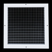 12 x 12-inch White Aluminum eggcrate return grille, front view