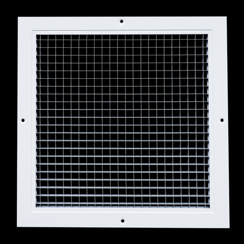 12" x 12" [Duct Opening] Aluminum Return Air Grille | Rust Proof Eggcrate Vent Cover Grill for Sidewall and Ceiling, White | Outer Dimensions: 13.75" X 13.75"