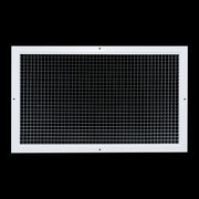 14 x 24-inch White Aluminum eggcrate return grille, front view