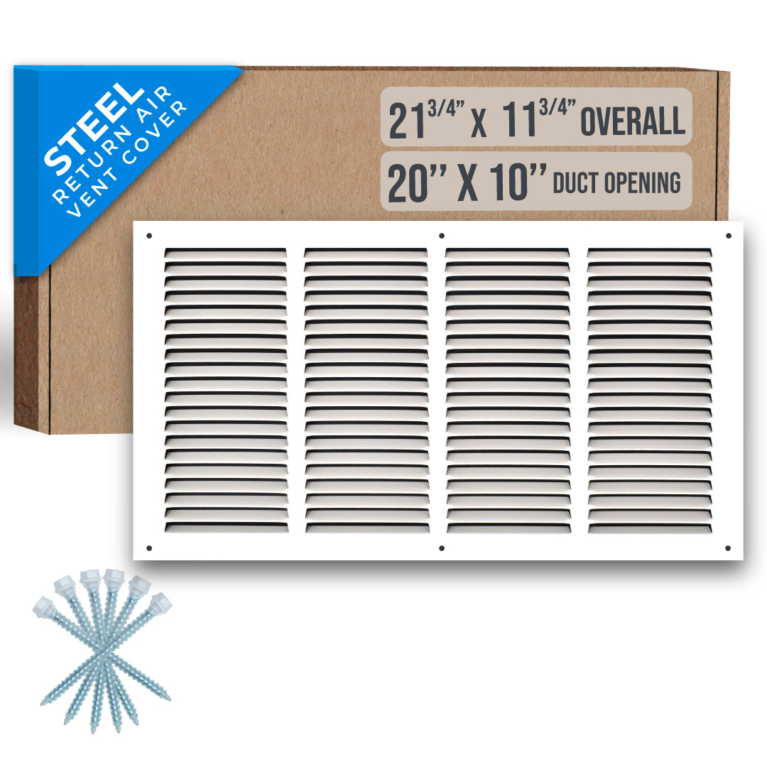 airgrilles 20" x 10" duct opening   steel return air grille for sidewall and ceiling hnd-flt-1rag-wh-20x10 752505984315 - 1