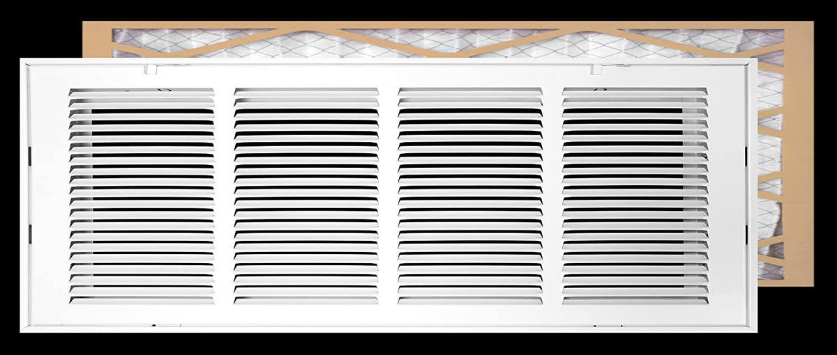 airgrilles 20" x 10" duct opening   filter included hd steel return air filter grille for sidewall and ceiling fil-7rafg1-wh-20x10 756014653045 - 1