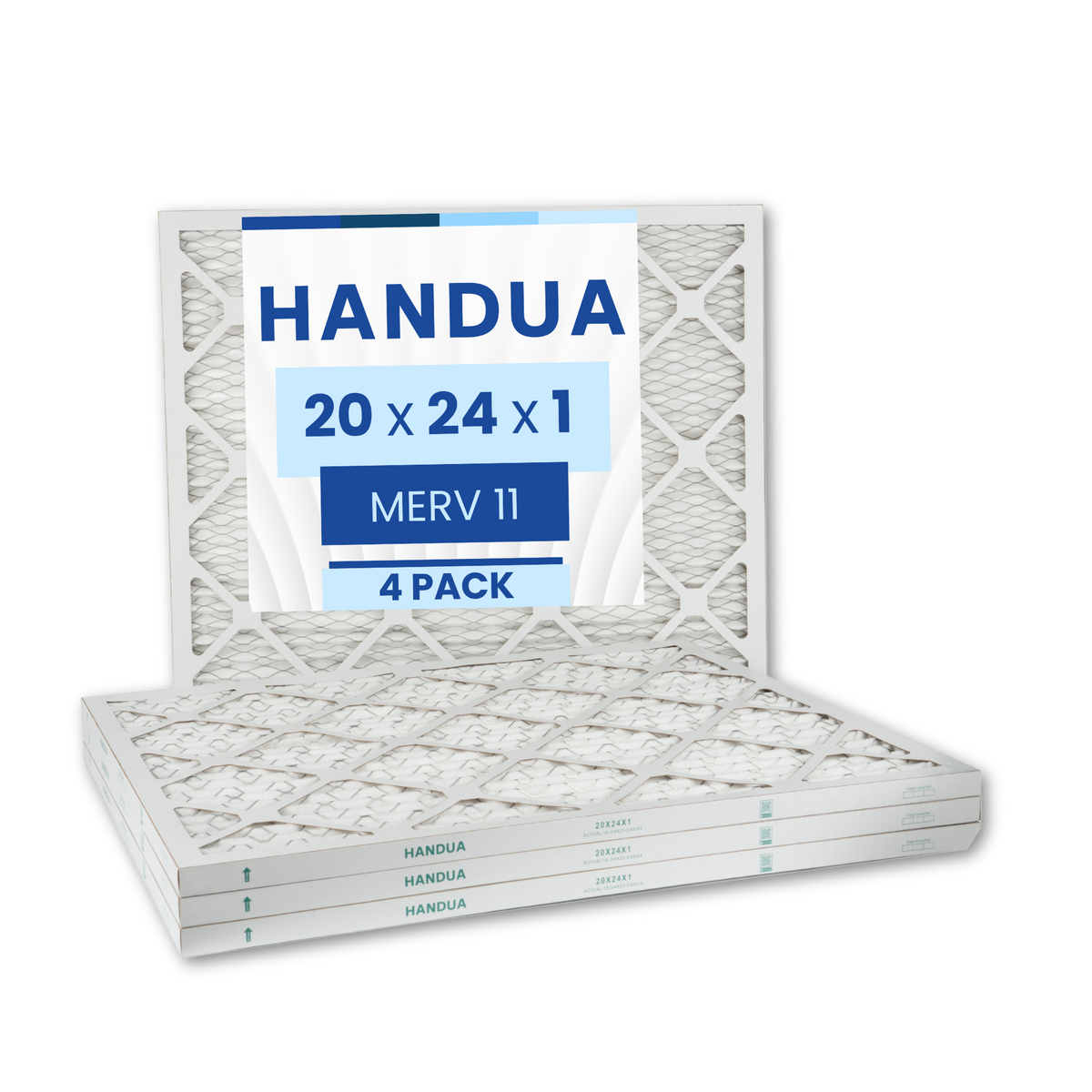 Handua 20x24x1 Air Filter MERV 11 Allergen Control, Plated Furnace AC Air Replacement Filter, 4 Pack (Actual Size: 19.75" x 23.75" x 0.75")