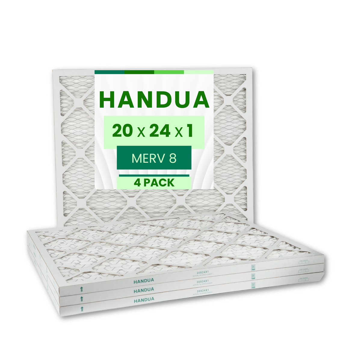 Handua 20x24x1 Air Filter MERV 8 Dust Control, Plated Furnace AC Air Replacement Filter, 4 Pack (Actual Size: 19.75" x 23.75" x 0.75")
