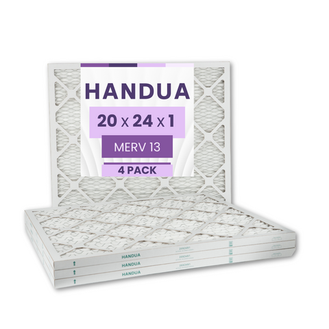 Handua 20x24x1 Air Filter MERV 13 Optimal Control, Plated Furnace AC Air Replacement Filter, 4 Pack (Actual Size: 19.75" x 23.75" x 0.75")