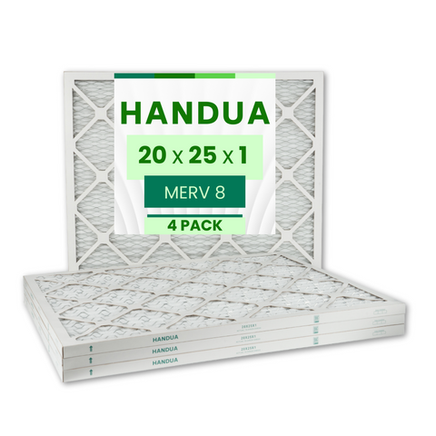 Handua 20x25x1 Air Filter MERV 8 Dust Control, Plated Furnace AC Air Replacement Filter, 4 Pack (Actual Size: 19.75" x 24.75" x 0.75")