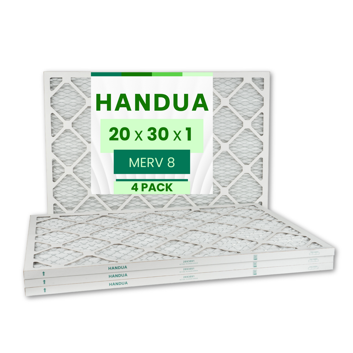 Handua 20x30x1 Air Filter MERV 8 Dust Control, Plated Furnace AC Air Replacement Filter, 4 Pack (Actual Size: 19.75" x 29.75" x 0.75")