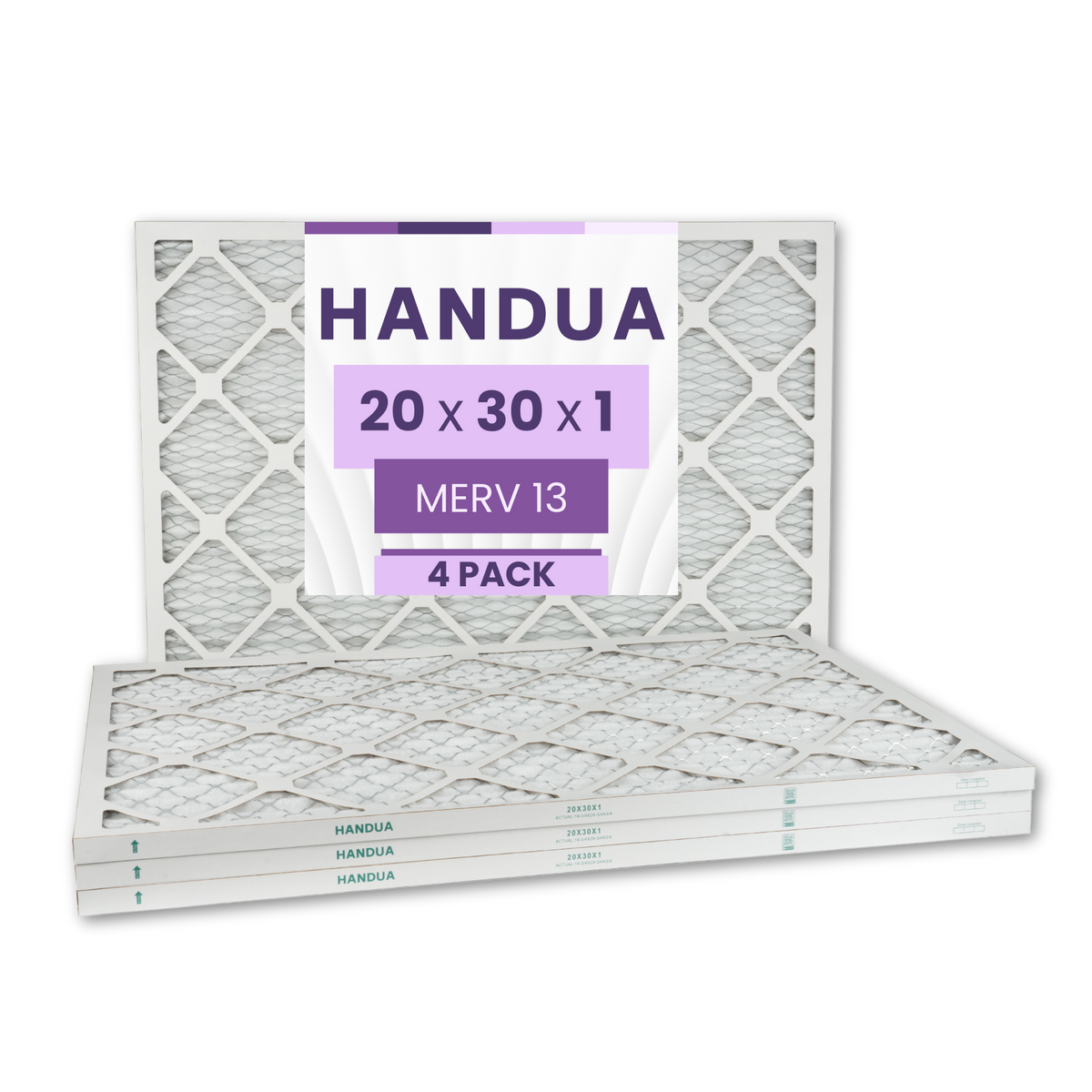 Handua 20x30x1 Air Filter MERV 13 Optimal Control, Plated Furnace AC Air Replacement Filter, 4 Pack (Actual Size: 19.75" x 29.75" x 0.75")