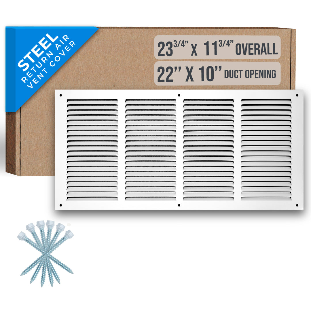 airgrilles 22" x 10" duct opening   steel return air grille for sidewall and ceiling hnd-flt-1rag-wh-22x10 038775628440 - 1