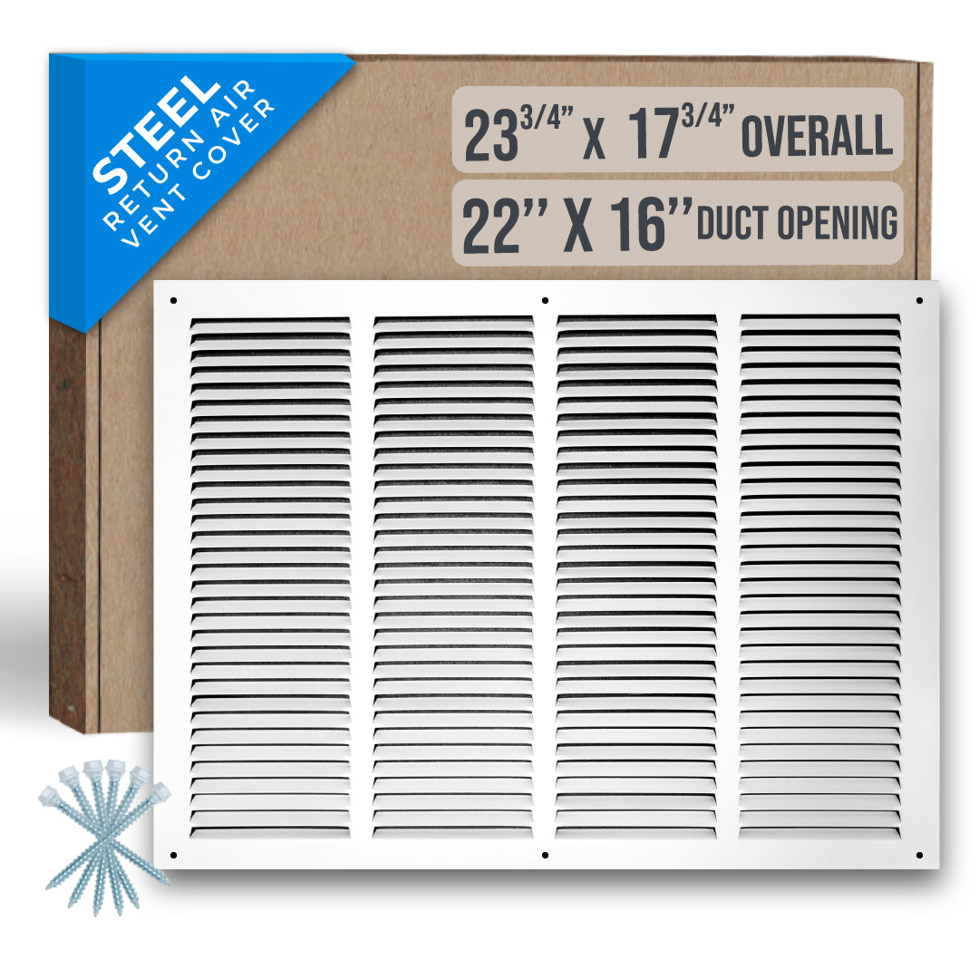 airgrilles 22" x 16" duct opening   steel return air grille for sidewall and ceiling hnd-flt-1rag-wh-22x16 038775628464 - 1