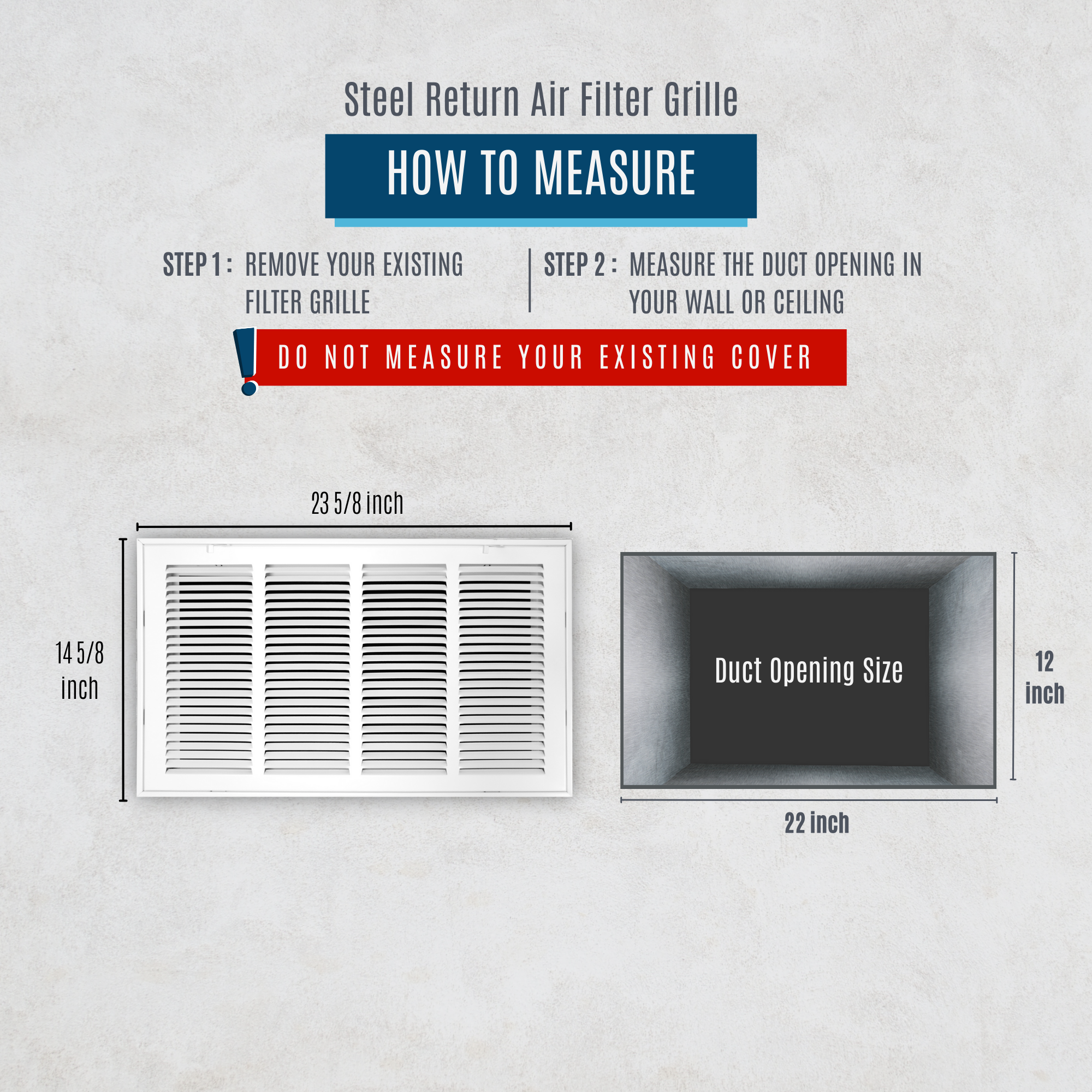 22" X 12" Duct Opening | Steel Return Air Filter Grille for Sidewall and Ceiling