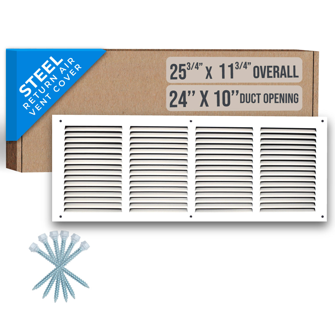 airgrilles 24" x 10" duct opening   steel return air grille for sidewall and ceiling hnd-flt-1rag-wh-24x10 752505984124 - 1