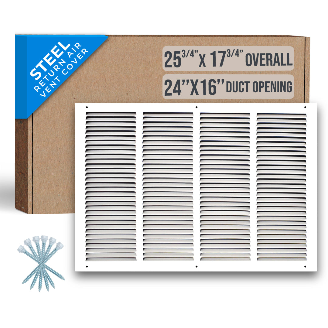airgrilles 24" x 16" duct opening   steel return air grille for sidewall and ceiling hnd-flt-1rag-wh-24x16 752505984377 - 1