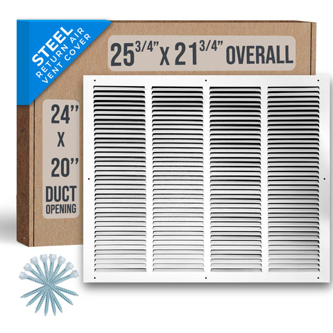 airgrilles 24" x 20" duct opening   steel return air grille for sidewall and ceiling hnd-flt-1rag-wh-24x20 038775628495 - 1