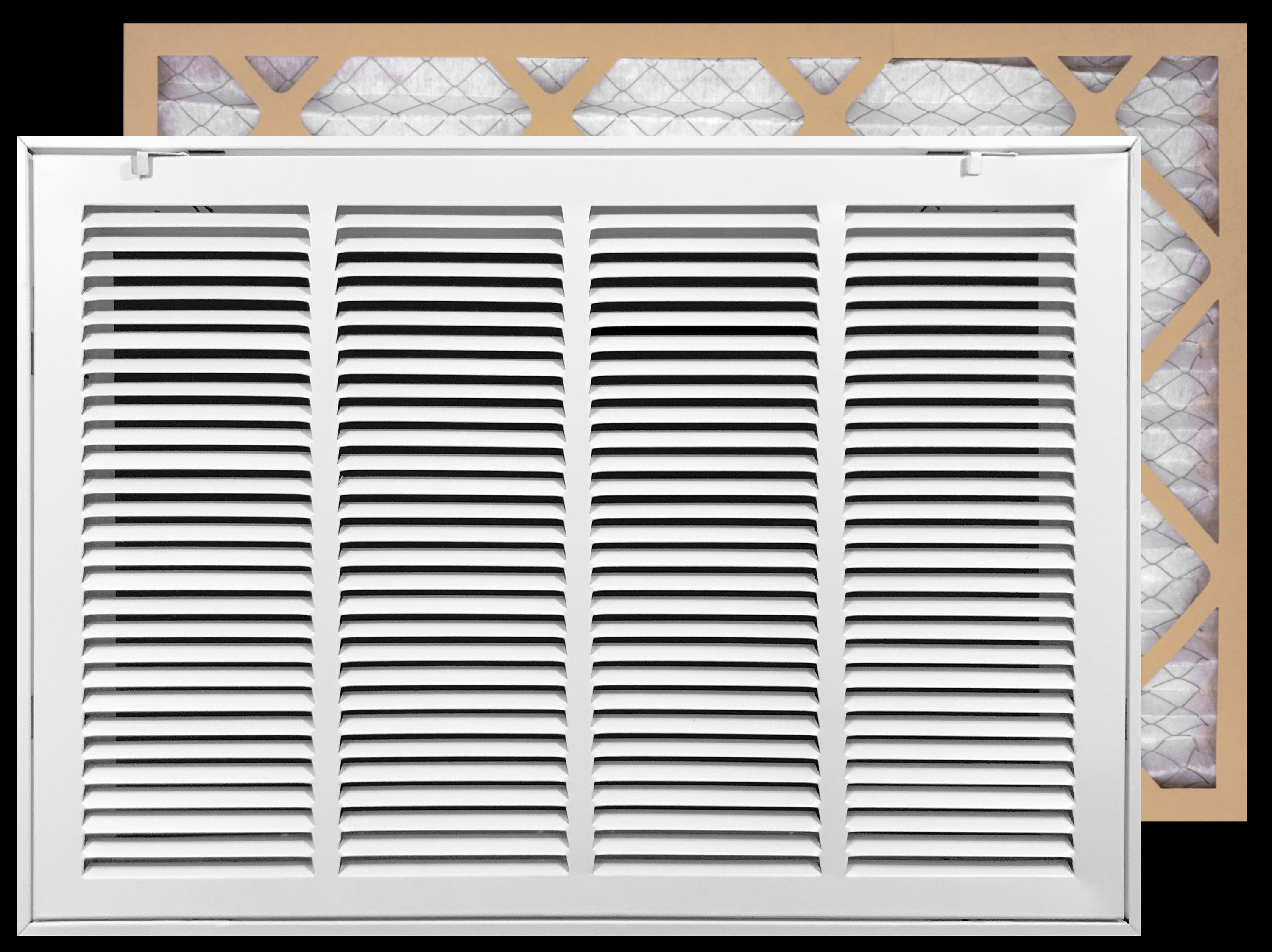 airgrilles 24" x 12" duct opening   filter included hd steel return air filter grille for sidewall and ceiling fil-7rafg1-wh-24x12 038775643931 - 1