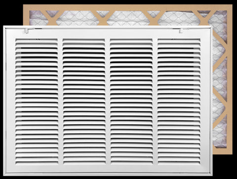 airgrilles 24" x 18" duct opening   filter included hd steel return air filter grille for sidewall and ceiling fil-7rafg1-wh-24x18 038775643955 - 1