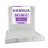 24x24x1 Air Filter MERV 13 Optimal Control, Plated Furnace AC Air Replacement Filter, 4 Pack (Actual Size: 23.75" x 23.75" x 0.75")