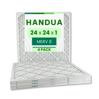 Handua 24x24x1 Air Filter MERV 8 Dust Control, Plated Furnace AC Air Replacement Filter, 4 Pack (Actual Size: 23.75" x 23.75" x 0.75")