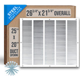 Steel Return Air Grille – HVAC Cold Air Intake Vent Cover, White | Out. Dim.: 26-3/4"W X 21-3/4"H